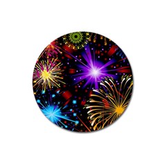 Celebration Fireworks In Red Blue Yellow And Green Color Magnet 3  (round) by Sapixe