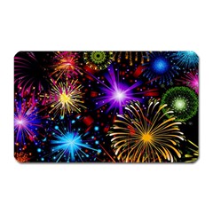 Celebration Fireworks In Red Blue Yellow And Green Color Magnet (rectangular)