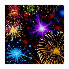 Celebration Fireworks In Red Blue Yellow And Green Color Medium Glasses Cloth (2-side)