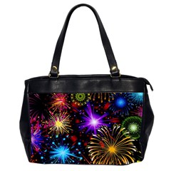 Celebration Fireworks In Red Blue Yellow And Green Color Office Handbags (2 Sides)  by Sapixe