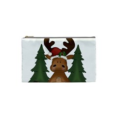 Christmas Moose Cosmetic Bag (small)  by Sapixe