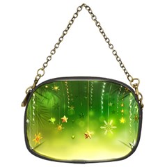 Christmas Green Background Stars Snowflakes Decorative Ornaments Pictures Chain Purses (two Sides) 