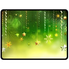 Christmas Green Background Stars Snowflakes Decorative Ornaments Pictures Double Sided Fleece Blanket (large)  by Sapixe