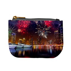 Christmas Night In Dubai Holidays City Skyscrapers At Night The Sky Fireworks Uae Mini Coin Purses