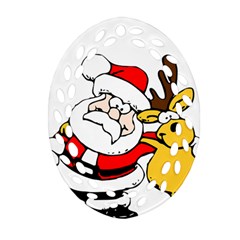 Christmas Santa Claus Oval Filigree Ornament (two Sides)