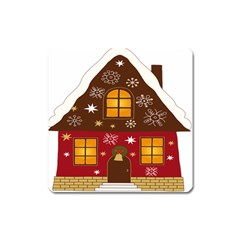 Christmas House Clipart Square Magnet