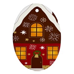 Christmas House Clipart Oval Ornament (two Sides) by Sapixe