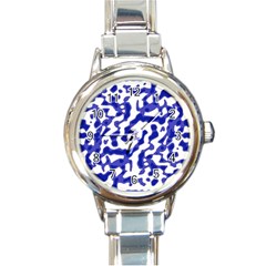 Bright Abstract Camo Pattern Round Italian Charm Watch by dflcprints