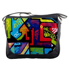 Urban Graffiti Movie Theme Productor Colorful Abstract Arrows Messenger Bags by genx