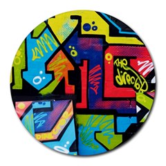 Urban Graffiti Movie Theme Productor Colorful Abstract Arrows Round Mousepads by genx