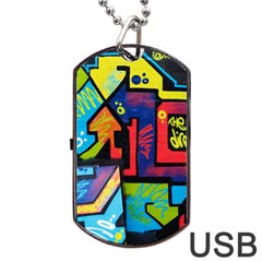 Urban Graffiti Movie Theme Productor Colorful Abstract Arrows Dog Tag Usb Flash (one Side) by genx