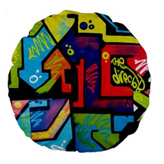Urban Graffiti Movie Theme Productor Colorful Abstract Arrows Large 18  Premium Round Cushions by genx
