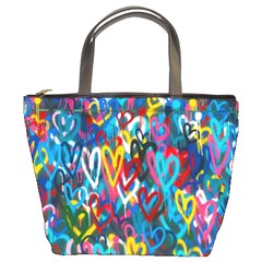 Graffiti Hearts Street Art Spray Paint Rad Bucket Bags by genx