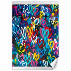 Graffiti Hearts Street Art Spray Paint Rad Canvas 20  X 30   by genx