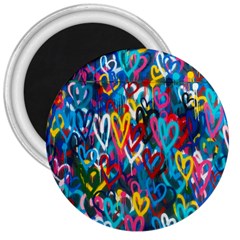 Graffiti Hearts Street Art Spray Paint Rad 3  Magnets by genx