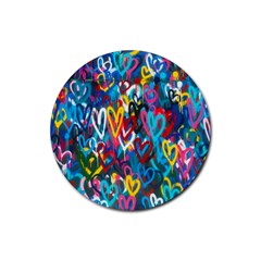 Graffiti Hearts Street Art Spray Paint Rad Rubber Coaster (round)  by genx