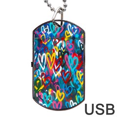 Graffiti Hearts Street Art Spray Paint Rad Dog Tag Usb Flash (two Sides) by genx