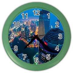 City Dubai Photograph From The Top Of Skyscrapers United Arab Emirates Color Wall Clocks