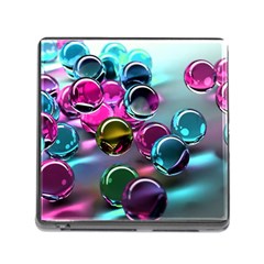 Colorful Balls Of Glass 3d Memory Card Reader (square)