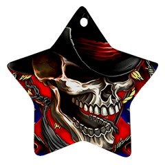 Confederate Flag Usa America United States Csa Civil War Rebel Dixie Military Poster Skull Ornament (star) by Sapixe