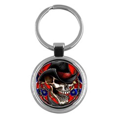 Confederate Flag Usa America United States Csa Civil War Rebel Dixie Military Poster Skull Key Chains (round)  by Sapixe