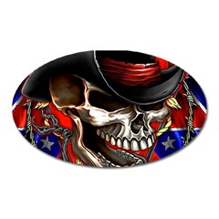 Confederate Flag Usa America United States Csa Civil War Rebel Dixie Military Poster Skull Oval Magnet by Sapixe