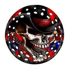 Confederate Flag Usa America United States Csa Civil War Rebel Dixie Military Poster Skull Ornament (round Filigree)