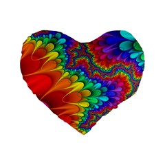 Colorful Trippy Standard 16  Premium Flano Heart Shape Cushions