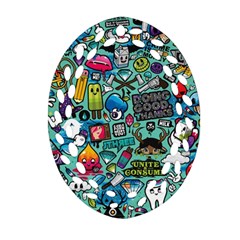 Comics Collage Oval Filigree Ornament (two Sides)