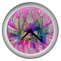 Crystal Flower Wall Clocks (silver)  by Sapixe