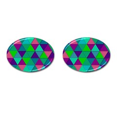 Background Geometric Triangle Cufflinks (oval)