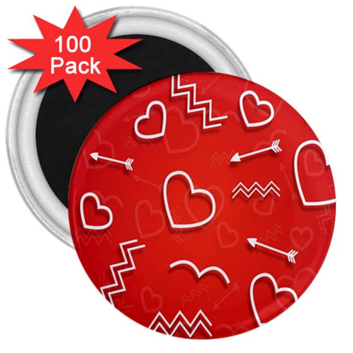 Background Valentine S Day Love 3  Magnets (100 pack)