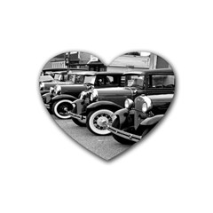 Vehicle Car Transportation Vintage Rubber Coaster (heart)  by Nexatart