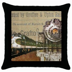 Train Vintage Tracks Travel Old Throw Pillow Case (black)