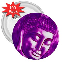 Purple Buddha Art Portrait 3  Buttons (100 Pack) 