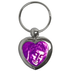 Purple Buddha Art Portrait Key Chains (heart) 