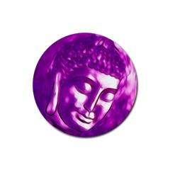 Purple Buddha Art Portrait Rubber Round Coaster (4 Pack)  by yoursparklingshop