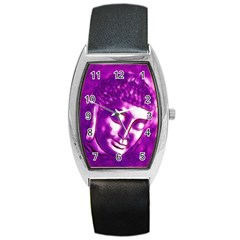 Purple Buddha Art Portrait Barrel Style Metal Watch by yoursparklingshop