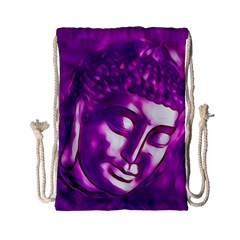 Purple Buddha Art Portrait Drawstring Bag (small) by yoursparklingshop