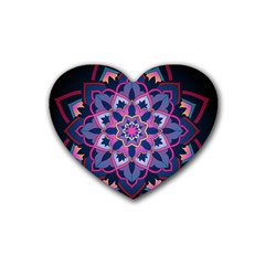 Mandala Circular Pattern Rubber Coaster (heart)  by Nexatart