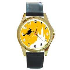 Castle Cat Evil Female Fictiona Round Gold Metal Watch by Nexatart