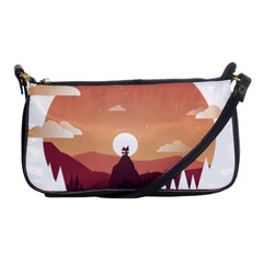 Design Art Hill Hut Landscape Shoulder Clutch Bags