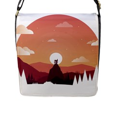 Design Art Hill Hut Landscape Flap Messenger Bag (l)  by Nexatart