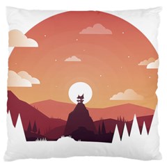 Design Art Hill Hut Landscape Large Flano Cushion Case (Two Sides)