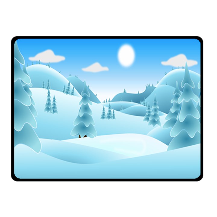 Landscape Winter Ice Cold Xmas Double Sided Fleece Blanket (Small) 