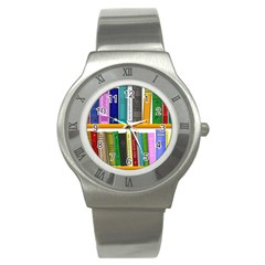 Shelf Books Library Reading Stainless Steel Watch by Nexatart