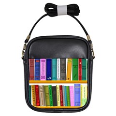 Shelf Books Library Reading Girls Sling Bags by Nexatart