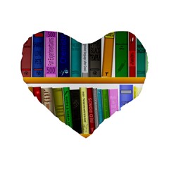 Shelf Books Library Reading Standard 16  Premium Flano Heart Shape Cushions