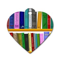 Shelf Books Library Reading Dog Tag Heart (two Sides) by Nexatart