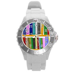 Shelf Books Library Reading Round Plastic Sport Watch (l) by Nexatart